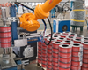 Automatic winding film labeling and palletizing production line